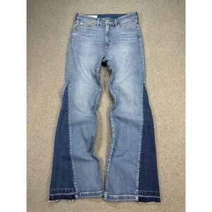 Y2K Gap Jeans Women's 8/29 Blue Medium Wash 70s Flare High Rise Two Tone Panel